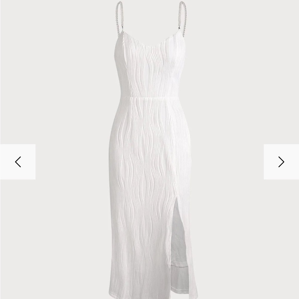 The Wave Textured Pearl Strap Midi Dress